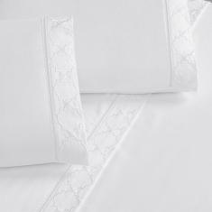 Imagem de Jogo De Cama 300 Fios Bordado Queen Infinity 04 Peças Branco