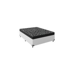 Imagem de Cama Box Viúva 128 Tecido Sintético Branco Com Colchão Espuma D20 - Tampo Preto 12cm