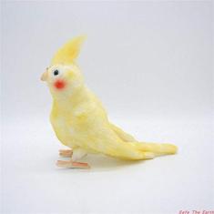 Imagem de TAMMYFLYFLY Lifelike Calopsita Papagaio Pássaro Pelúcia Empinhado Animal Brinquedo Pássaro Amarelo Modelo Animal Fofo