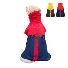 Imagem de Casaco de inverno grande para cães, quente, de lã, refletivo, para clima frio, roupas quentes para cachorros, colete impermeável para cães com orifício de coleira com zíper para cães pequenos, médios