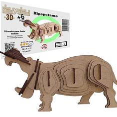 Imagem de Brinquedo Quebra Cabeça 3D Hipopótamo Mdf