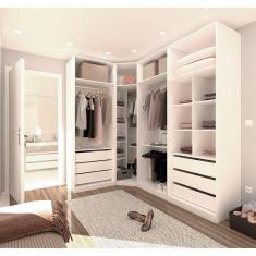 Imagem de Guarda Roupa Canto 3 Peças, 6 Gavetas, 4 Cabideiros Branco
