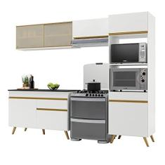 Imagem de Armário de Cozinha Compacta 252cm Veneza Multimóveis V3692 Branco/dourado