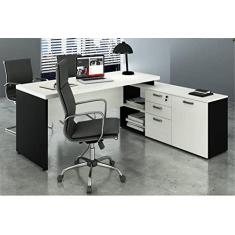 Imagem de Mesa Escritório em L 1,90x1,60 Web40 c/Armário Branco/Preto