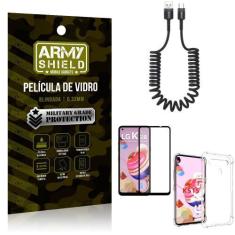 Imagem de Cabo Espiral LG K51s + Capinha Anti Impacto + Película 3D - Armyshield