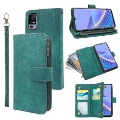 Imagem de Compatível com TCL 40R 5G 2022 carteira com alça de pulso e suporte de cartão de crédito flip de couro vintage premium acessórios para celular carteira carteira para celular TCL40R mulheres homens