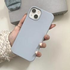 Imagem de Capa de telefone de silicone líquido roxo escuro para iPhone 15 Pro Max 14 13 12 11 Pro Max XR XS X 15ProMax Capa protetora completa, cinza azul, para iPhone 12 12 Pro