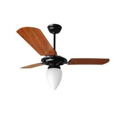 Imagem de Ventilador De Teto Preto  Mogno Com Globo Fechado 3 Pás De  Mdf, 1.1M