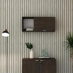 Imagem de Armário Aéreo com Nicho e Porta Basculante 35cm X 80cm X 35cm Terracota/Branco