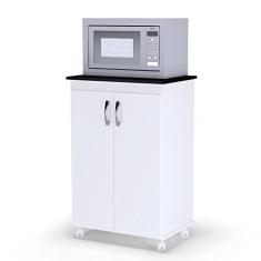 Imagem de Balcão Multiuso 02 Portas Vitória Branco/Preto - AJL Móveis