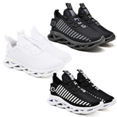 Imagem de Kit 3 Tênis Trança Preto Branco, White e Black, 42