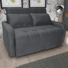 Imagem de Sofá Cama Amora New 2 Lugares Com Pés De Madeira E Rodízios Cinza Cinza