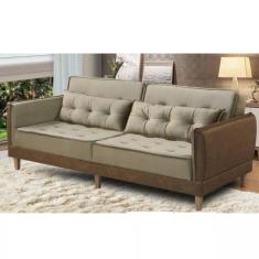 Imagem de Sófa Cama 2 Lugares Casal Living Veludo Capuccino - Fabrica 1 Móveis