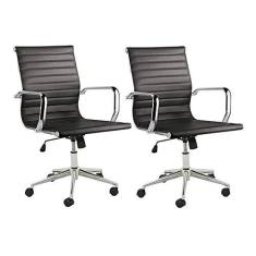 Imagem de Kit 2 Cadeiras Executivas Escritório Royal Baixa PU  ? Gran Belo