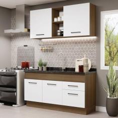 Imagem de Cozinha Compacta Madesa Agata 150002 com Armário e Balcão (sem Tampo e Pia) - Rustic/branco