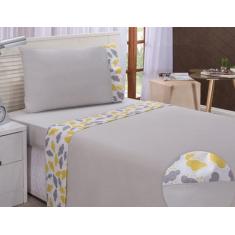 Imagem de Jogo De Cama Solteiro  Algodão 180 Fios Com  Elástico Nuvem Cinza 3 Pç