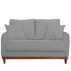 Imagem de Sofa Sena 3 Lugares Base de Madeira para Sala Hotel Linho Cinza