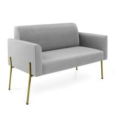 Imagem de Sofá Namoradeira 2 Lugares Pé de Ferro Dourado Marisa Suede Cinza D03 - D`Rossi