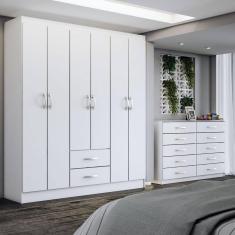 Imagem de Guarda-Roupa Casal Maya 6 Portas 2 Gavetas com Cômoda 10 Gavetas Branco - Panorama Móveis