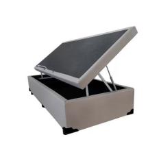 Imagem de Cama Box Com Baú Solteiro Bege Blindada - Real Comfort estofados