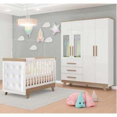 Imagem de Conjunto Para Quarto De Bebê Com Guarda Roupa Com Janela E Berço Com C