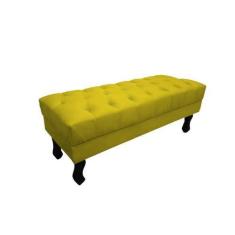 Imagem de Recamier Baú Luis Xv Capitonê Retrô 120 cm Couro Amarelo Mz Decor - Ma