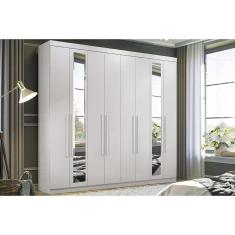 Imagem de Guarda Roupa Casal 8 Portas (2 c/ Espelho) e 4 Gavetas Master New 8.4 Branco - Santos Andirá