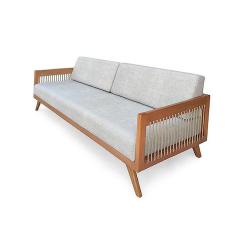 Imagem de Sofá 3 Lugares Saibi Ozki 200Cm Poliéster Cinza Madeira Eucalipto Cedro Corda Náutica Plana Poliéste