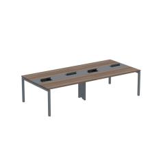 Imagem de Mesa de Plataforma Dupla para 4 Pessoas Corporativa 150x140/4p Pdc15/14/4p Walnut/Grafito