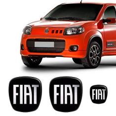 Imagem de Kit 3 Adesivos Emblema Fiat Novo Uno  Black