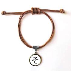 Imagem de DIYthinker Pulseira japonesa Hiragana com cordão de couro e pulseira marrom para presente
