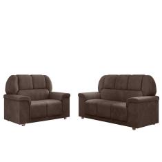 Imagem de Conjunto Sofá 2 E 3 Lugares Florida Miami Veludo Marrom Selmer Marrom