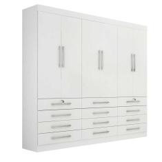 Imagem de Guarda Roupa Casal 6 Portas 12 Gavetas 100% Mdf Mônaco D'doro Cor: branco