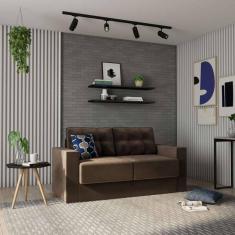 Imagem de sofá 3 lugares retrátil colônia suede marrom 180 cm