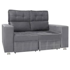 Imagem de Sofá Retrátil E Reclinável 2 Lugares Londres 1.60cm C/molas - Suede Chumbo