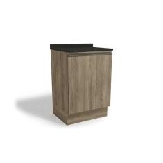 Imagem de Balcão de Cozinha Modulado Maxxi G742 1 Porta c/Tampo 60cm Nogal/Preto Brilho - Kappesberg