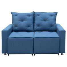 Imagem de Sofá Retrátil 2 Lugares Bariloche 1.60cm Star Confort Azul Linho