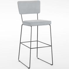 Imagem de Banqueta Alta Para Cozinha Sala De Jantar Base Em Aço Fixa Allana L02 Suede Cinza - Lyam Decor