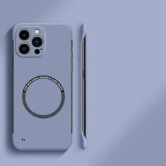 Imagem de Capa de telefone magnética sem moldura ultrafina e rígida para PC para iPhone 15 14 Pro Max 13 12 Mini 11 Pro Max Capa sólida de cor fosca, cinza, para iPhone 14 Plus