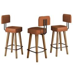 Imagem de Kit 3 Banquetas Com Encosto Para Balcão Área Gourmet Bancada Cozinha -