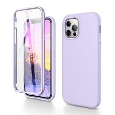 Imagem de Dracool Capa atualizada para iPhone 12/12 Pro com protetor de tela à prova de choque, proteção contra quedas, antiarranhões, forro de microfibra de silicone líquido macio, capa protetora fina para