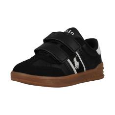 Imagem de POLO RALPH LAUREN Tênis infantil unissex Heritage Court Iii T-toe (criança grande), Preto/branco, 18