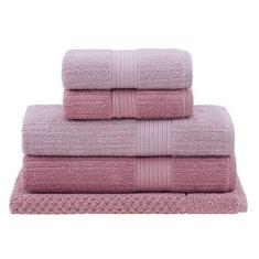 Imagem de jogo toalhas banhão buddemeyer 5p fio penteado rosa 0117