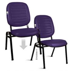 Imagem de 02 Cadeiras Empilhável Para Igrejas Evangélicas Linha Holy Roxo