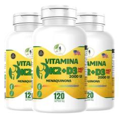 Imagem de KIT C/3 Un. Suplemento K2 + D3 Menaquinona MK7 Pro 2000 Ui 120 Cápsula