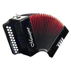 Imagem de Acordeon 8 Baixos Minuano 21 Botões All Black Sanfona, Botões Branco