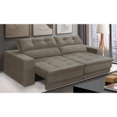 Imagem de Sofá Retrátil e Reclinável 3 lugares 2,30m com Molas Emily Suede Capuccino Adonai Estofados