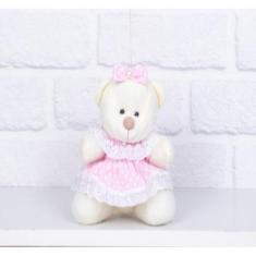 Imagem de URSO TEDDE 12 cm VESTIDO BABY - PELUCIA PALHA - CKD CONFECÇÕES, Poá ro
