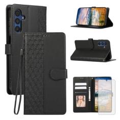 Imagem de Asuwish Capa de telefone para Samsung Galaxy A55 5G capa carteira com protetor de tela de vidro temperado e alça de pulso flip porta-cartão de crédito suporte suporte fólio bolso celular A 55 55A