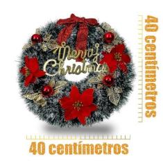 Imagem de Guirlanda De Natal 40cm Com Neve E Enfeites Merry Christmas - Rass Ele